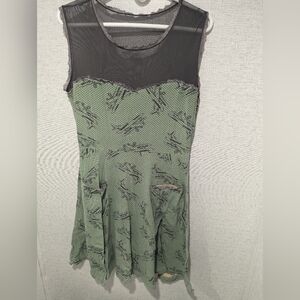 Effie's Heart sage tan dot plane dress